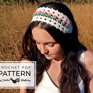 For the Love of Tulips Headband CROCHET PATTERN, bookmark crochet pattern, crochet headwrap pattern, crochet tulip headband, summer headband image 1