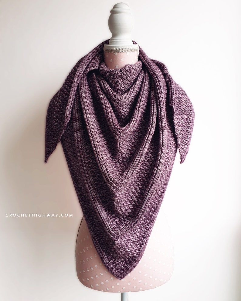 Cosmopolitan Shawl CROCHET PATTERN, crochet shawl, crochet shawl pattern, crochet wrap, crochet triangle shawl image 3