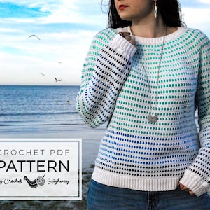 Libra Pullover CROCHET PATTERN, seamless crochet sweater, easy crochet sweater pattern, crochet pullover, crochet yoke, pullover pattern