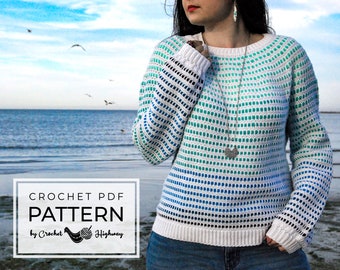 Libra Pullover CROCHET PATTERN, seamless crochet sweater, easy crochet sweater pattern, crochet pullover, crochet yoke, pullover pattern