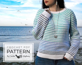 Libra Pullover CROCHET PATTERN, seamless crochet sweater, easy crochet sweater pattern, crochet pullover, crochet yoke, pullover pattern