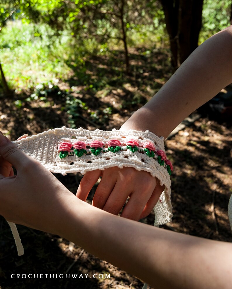 For the Love of Tulips Headband CROCHET PATTERN, bookmark crochet pattern, crochet headwrap pattern, crochet tulip headband, summer headband image 3