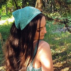 Cosmopolitan Kerchief CROCHET PATTERN, crochet bandana pattern, crochet kerchief pattern, boho chic crochet fashion, crochet summer pattern image 3