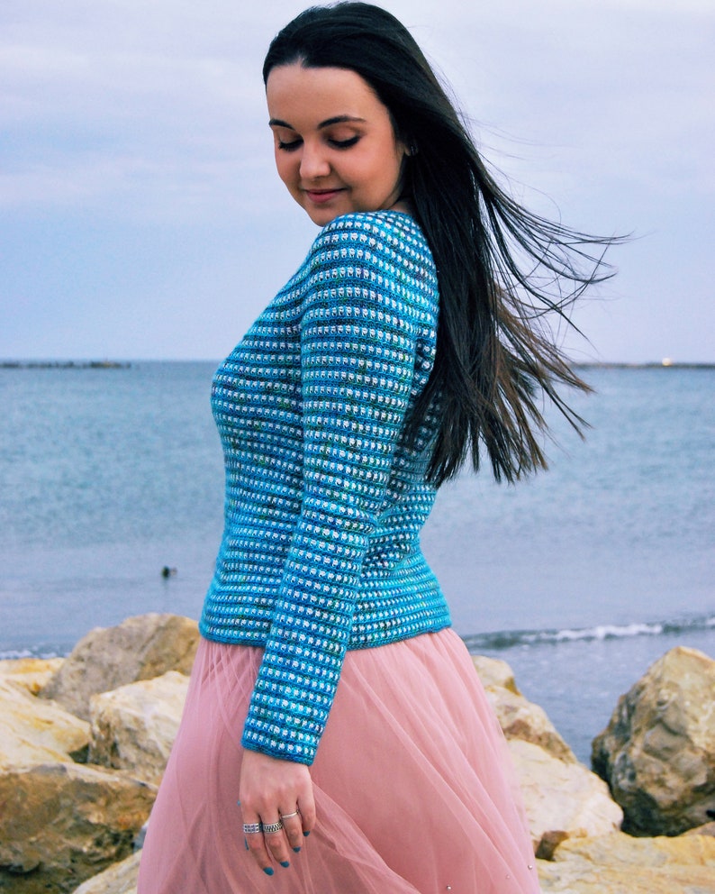 Libra Pullover CROCHET PATTERN, seamless crochet sweater, easy crochet sweater pattern, crochet pullover, crochet yoke, pullover pattern image 7