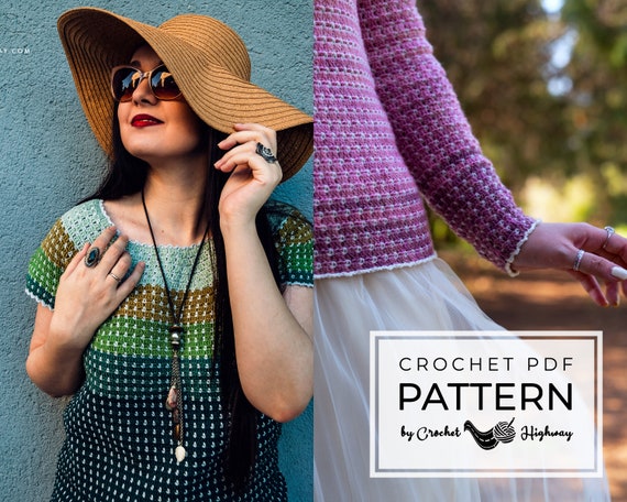 Starry Yoke CROCHET PATTERN, top down crochet sweater, easy crochet sweater pattern, easy crochet tee, crochet t-shirt pattern, crochet yoke