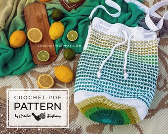 Libra Bag CROCHET PATTERN, crochet bag, crochet bag pattern, crochet purse, crochet bucket bag, crochet shoulder bag, crochet drawstring bag