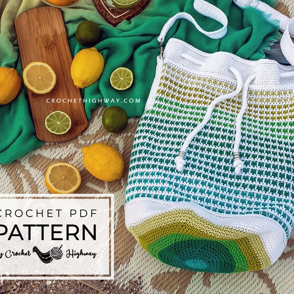 Libra Bag CROCHET PATTERN, crochet bag, crochet bag pattern, crochet purse, crochet bucket bag, crochet shoulder bag, crochet drawstring bag