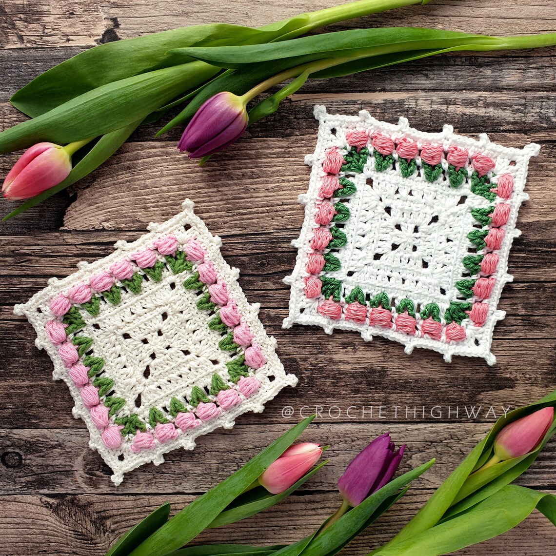For the Love of Tulips Coaster Crochet Pattern Etsy