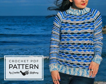 Aquarius Raglan CROCHET PATTERN, crochet sweater, DIY sweater, top down raglan, diy crochet jumper, crochet sweater pattern, crochet raglan