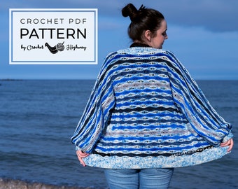 Frosted Waves Cardi CROCHET PATTERN, crochet cardigan, crochet cardi, wavy crochet pattern, big crochet sweater, crochet balloon sleeves