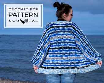 Frosted Waves Cardi CROCHET PATTERN, crochet cardigan, crochet cardi, wavy crochet pattern, big crochet sweater, crochet balloon sleeves