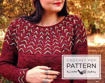 Sagittarius Sweater CROCHET PATTERN, seamless crochet sweater, crochet pullover, lopi sweater pattern, crochet yoke, scandinavian sweater