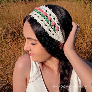 For the Love of Tulips Headband CROCHET PATTERN, bookmark crochet pattern, crochet headwrap pattern, crochet tulip headband, summer headband image 10