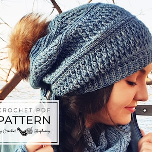 Cosmopolitan Beanie CROCHET PATTERN, crochet beanie pattern, crochet hat pattern, slouchy beanie pattern, crochet slouch pattern