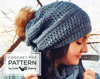 Cosmopolitan Beanie CROCHET PATTERN, crochet beanie pattern, crochet hat pattern, slouchy beanie pattern, crochet slouch pattern