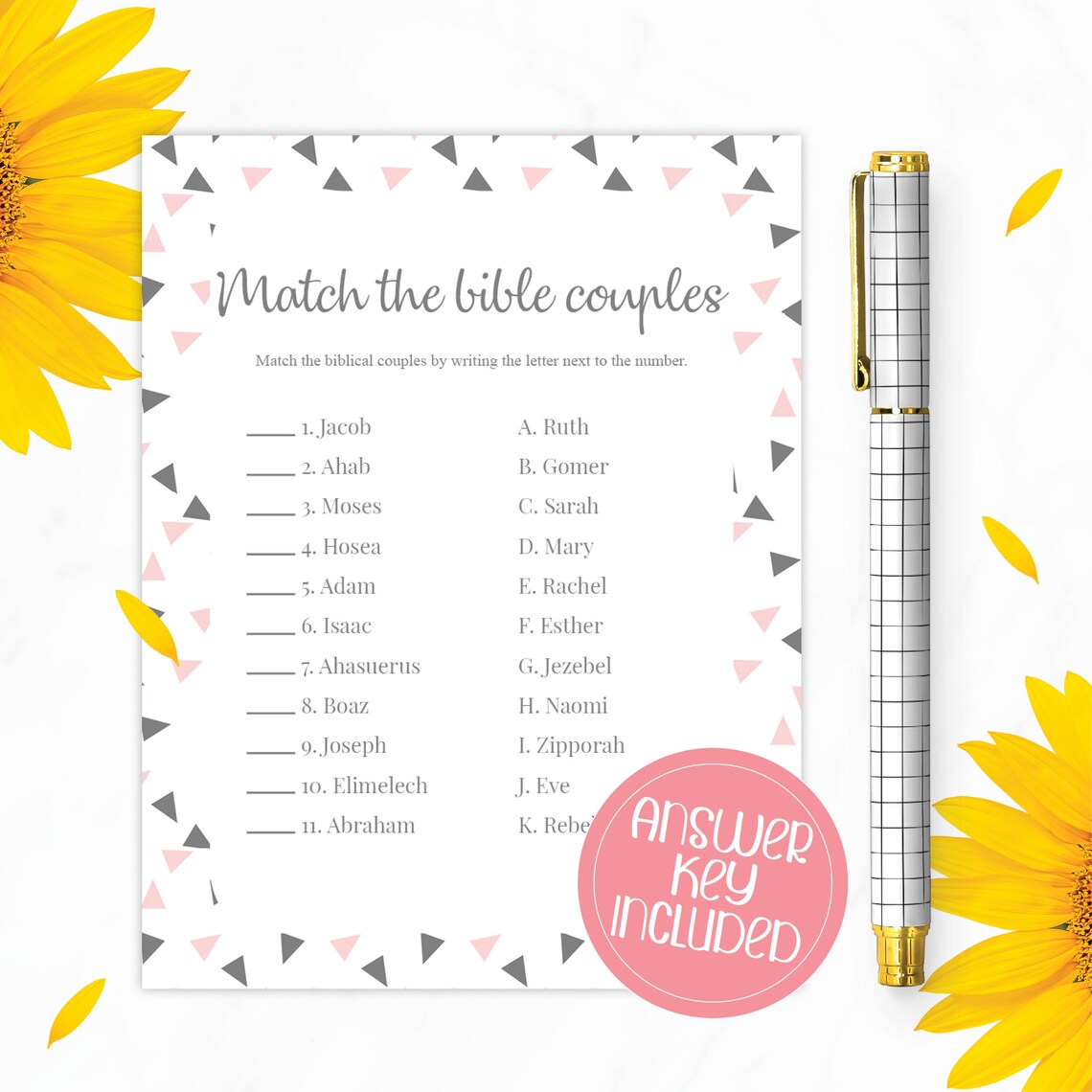 Match the bible couples bridal shower games printable instant Etsy
