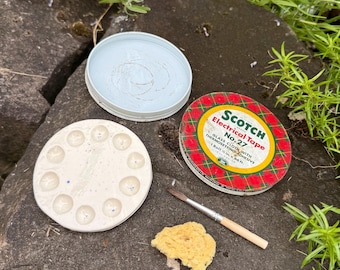 Handmade Artist Palette with Vintage Scotch Electrical Tape Tin