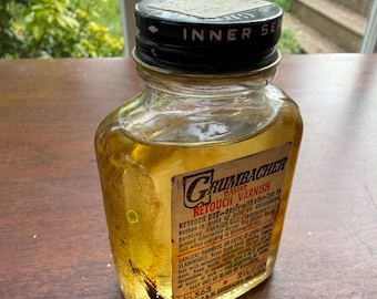 Bottiglia vintage da pittore ad olio, vernice per ritocchi d'artista Grumbacher