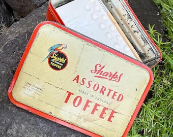 Handmade Ceramic Watercolor Palette with Vintage 'Sharps Assorted Toffee' Tin