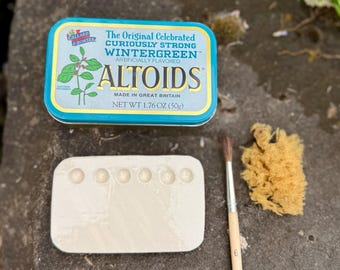 Handmade Ceramic Watercolor Palette with Vintage Altoids Tin