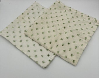 Vintage White Green Floral Dots European Shams Pillow Case Button Close MCM