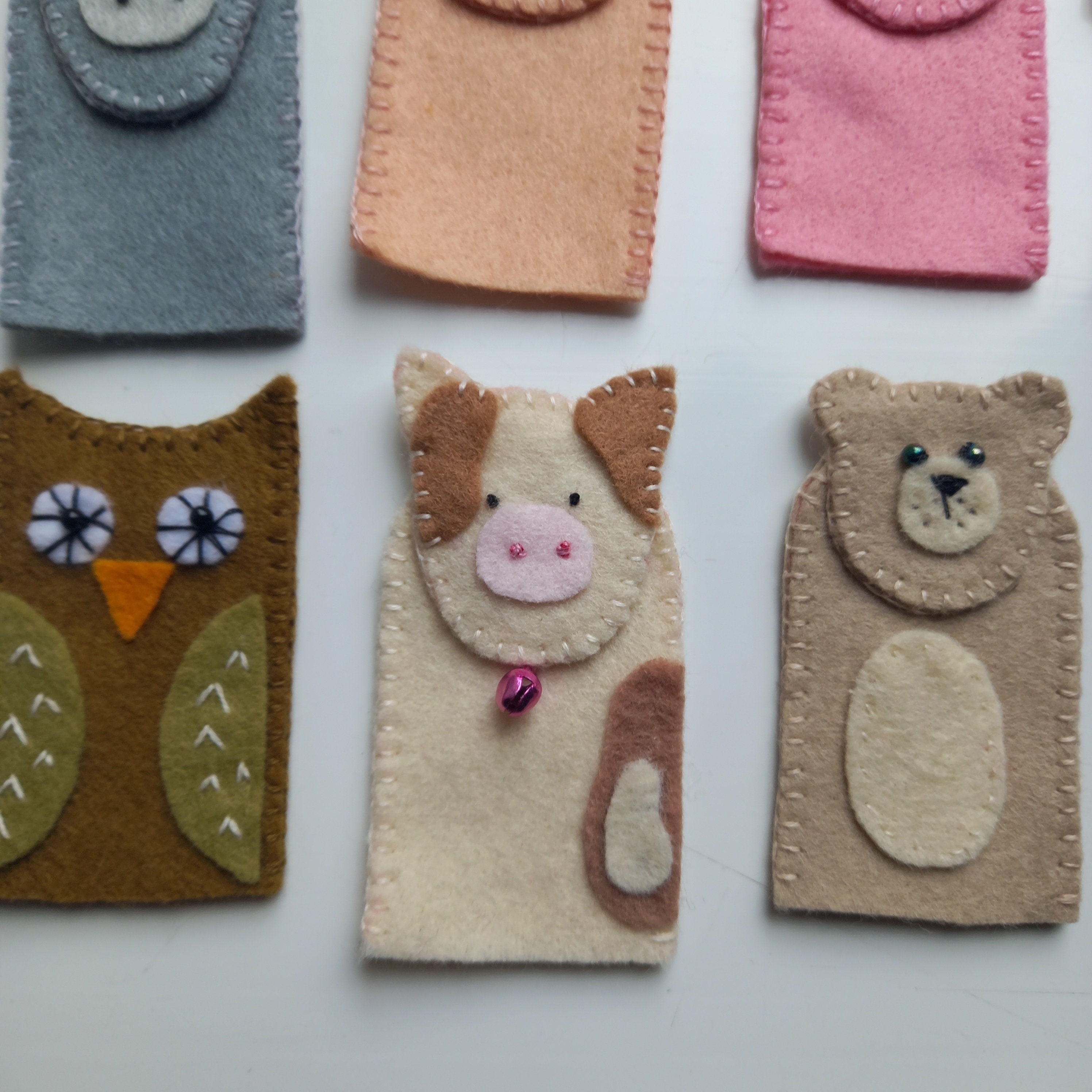 Handmade Felt Animal Finger Puppets. Set of 5. Ideal Kids Party Bag ...