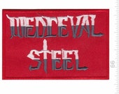 Medieval Steel Metal Band Patch Badge Embroidered Iron on Applique Souvenir Accessory