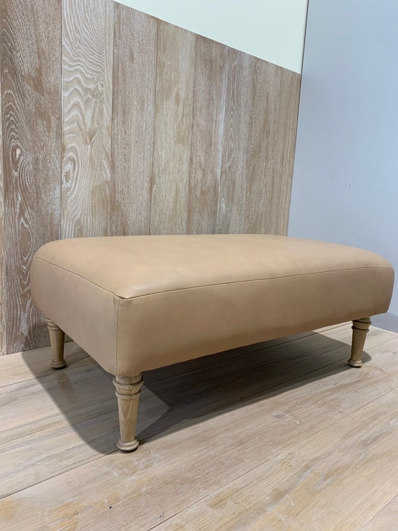 Tan Leather Footstool Etsy UK