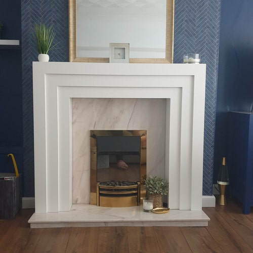 Painted Wooden Fireplace Etsy UK