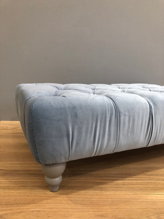 Grey suede footstool discount