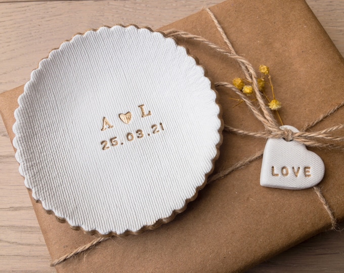 Personalised Ring Dish Engagement Gift, Jewellery Dish Wedding Gift
