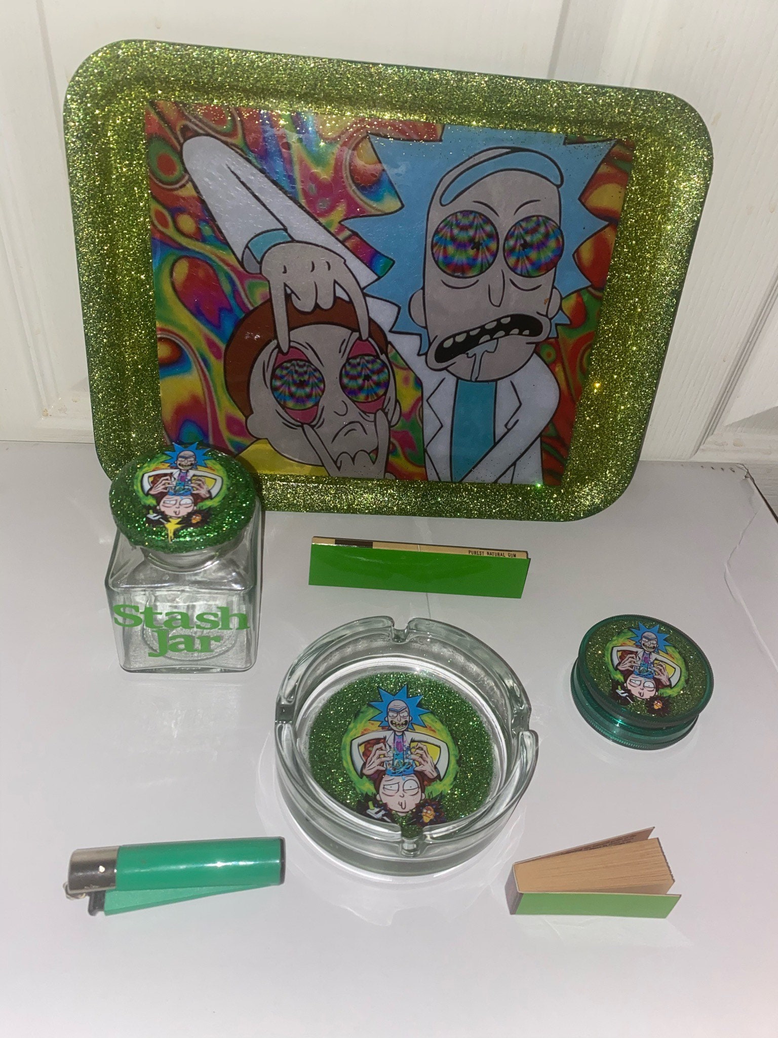 Medium Rick & Morty Rolling Tray Set With Accessories Etsy