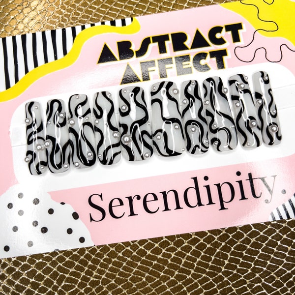 SERENDIPITY #90 | Abstract Cute Reusable Press On Nails • Ballerina, Square, Almond, Stiletto, Coffin, Swirl • Short, Long Size