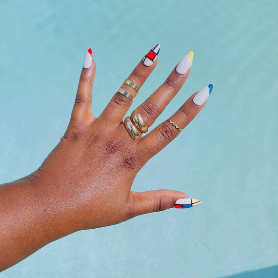 Jewelry & Beauty Nail Art black lines color block Press on nails extra long coffin Craft Supplies & Tools Jewelry & Beauty Nail Art black lines color block Press on nails extra long coffin Craft Supplies & Tools