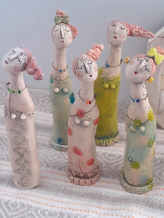 MiniPutz-Ladies, Mini-Figuren, Weibliche Figur Keramik, Kleinkeramik Damen, Unikate Keramik, Moderne Keramik, Geschenkidee, Keramik Sammeln