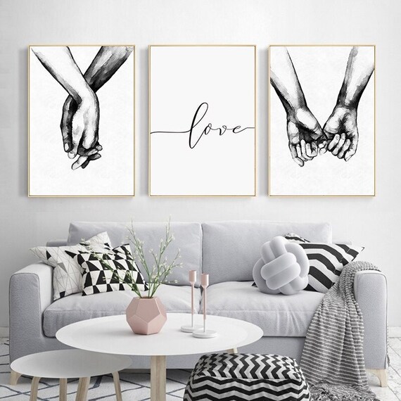 Nordic poster black and white holding hands deals