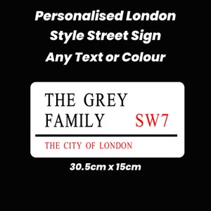 Personalized Family Name Street Sign: London Road Style Aluminum Plaque
