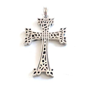 Silver Cross 925 Armenian Ornament/Jewelry Handmade Cross Armenian Handicrafts/Silver Cross Necklace/Catholic Christian Gift