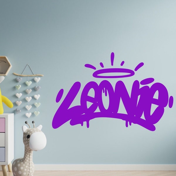 Muurtattoo graffiti met naam, muursticker gepersonaliseerd, muursticker babykamer kinderkamer, naamsticker, kinderverjaardag Kerstmis