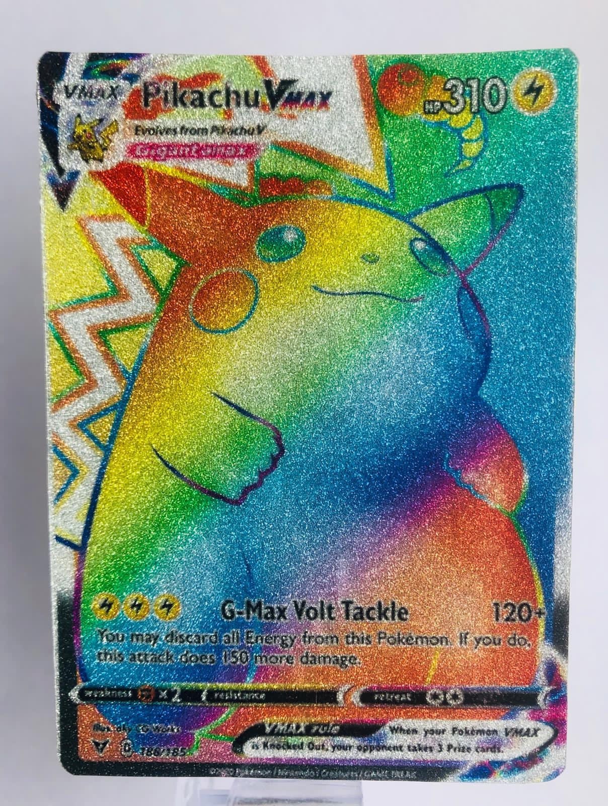 Pikachu VMAX Rainbow HOLOGRAPHIC GLITTER 188/185 Secret Etsy