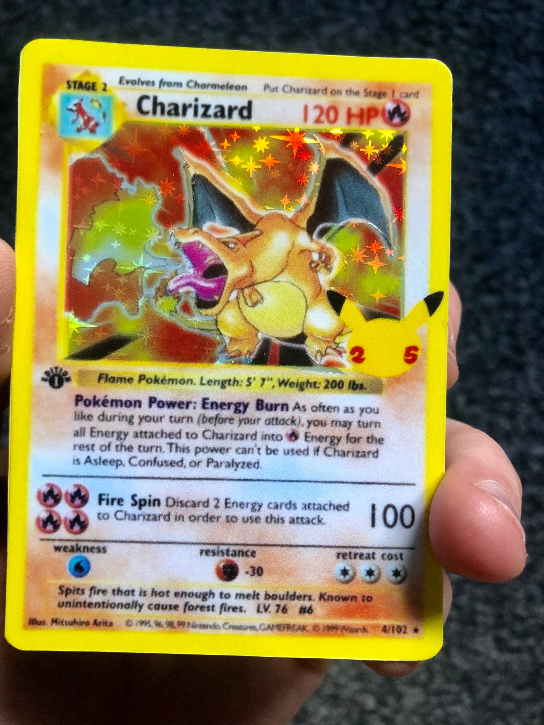 Custom 25th Anniversary Charizard 1st Edition Holographic Star Etsy España