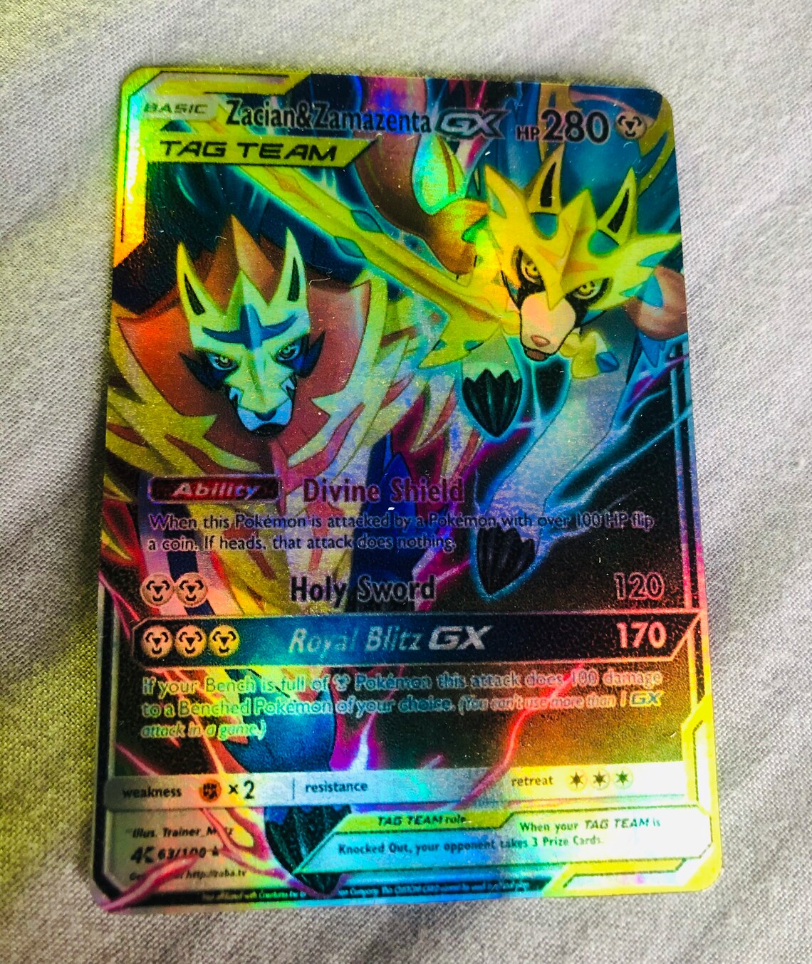 Zacian & Zamazenta Tag Team GX Custom HOLOGRAPHIC Secret Etsy