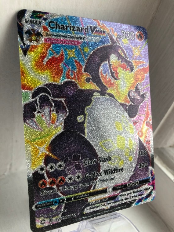 Shiny Charizard Vmax Sv107 Sv122 Holographic Glitter Secret Etsy