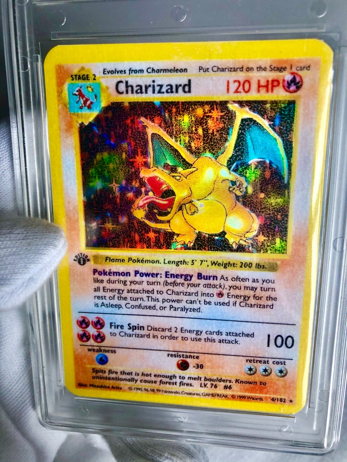 Holographic Charizard 1st Edition Shadowless Sealed Acrylic Etsy