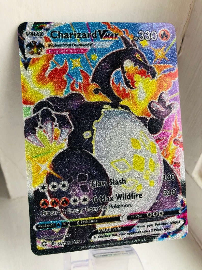Shiny Charizard Vmax Sv107sv122 Holographic Glitter Secret Hyper Rare Custom Sparkle Pokemon Card Shining Fates English Hand Made Proxy Card Games Toys Games Dalasmaker Se