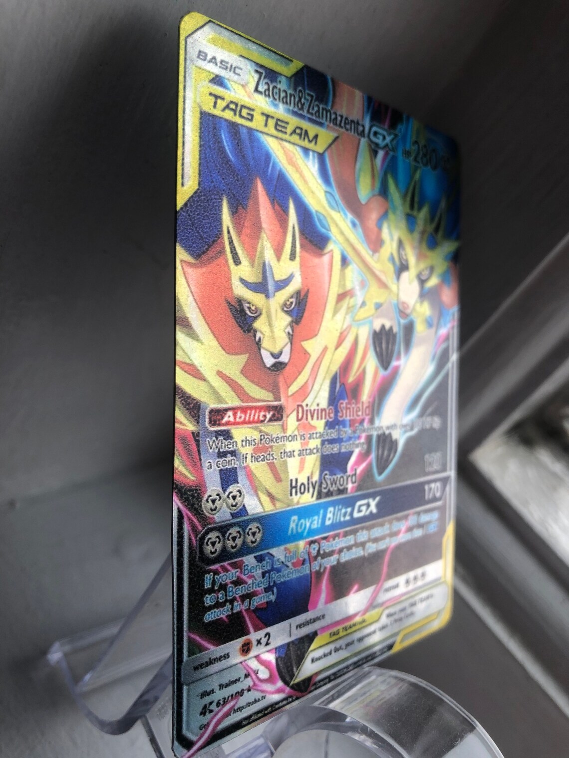 Zacian & Zamazenta Tag Team GX Custom HOLOGRAPHIC Secret Etsy