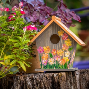 Hand Painted Decorative Bluebird Birdhouse