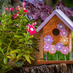 Hand Painted Heavy Duty Birdhouse for Bluebirds