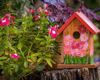 Hand Painted Heavy Duty Birdhouse for Bluebirds