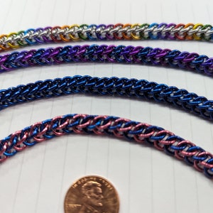 Chainmaille-armbanden, Half-Perzisch geweven, verschillende kleuren